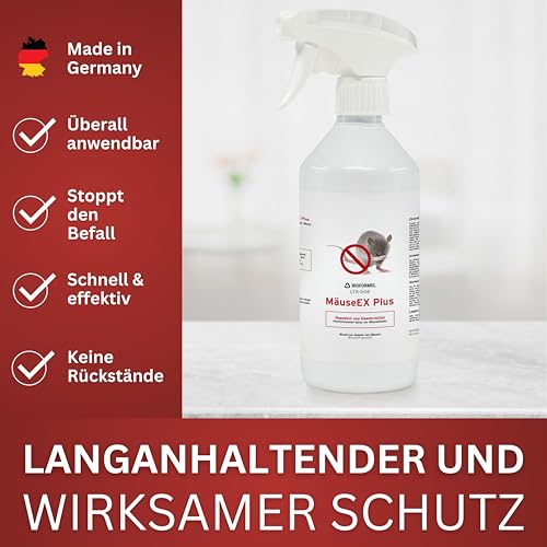 BIOFORMEL Mäuse Ex Spray Plus 5L – Effektive Mäuse- & Rattenabwehr für Innen & Außen – Geraniol Wirkung!