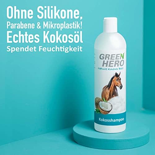 Green Hero Kokosshampoo für Pferde - Intensivpflege für Fell, Schweif & Mähne - 500ml, natürliches Kokosöl, ohne Silikon