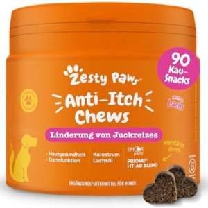 Zesty Paws Juckreizlinderung für Hunde | Empfindliche Haut & Allergien | Omega-3 für gesunde Haut | Ideal für kratzende