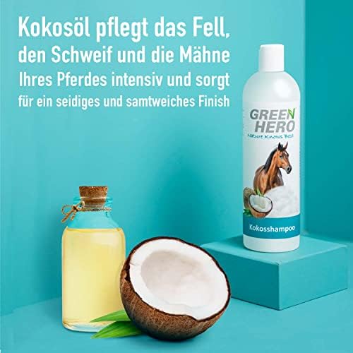 Green Hero Kokosshampoo für Pferde - Intensivpflege für Fell, Schweif & Mähne - 500ml, natürliches Kokosöl, ohne Silikon