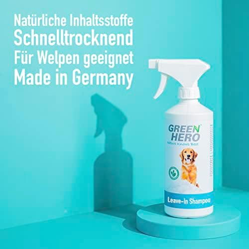 Green Hero Leave-in Shampoo für Hunde 500 ml – schnelltrocknendes Trockenshampoo für mühelose, gründliche Reinigung unte
