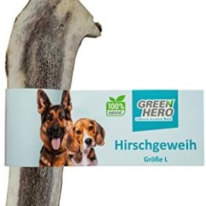 Green Hero Hirschgeweih Kausnack L - 14 cm natürlicher Kauartikel für gesunde Zähne und Kiefer bei Hunden