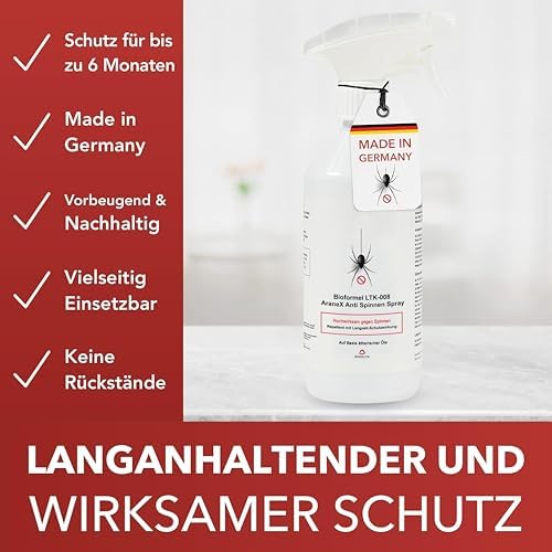 BIODELTA LTK-008 Spinnenspray 500 ml - Effektive Spinnenabwehr für Innenräume - Biologisch abbaubar & sicher aus Deutsch
