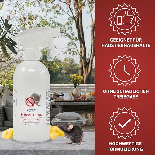 BIOFORMEL Mäuse Ex Spray Plus 5L – Effektive Mäuse- & Rattenabwehr für Innen & Außen – Geraniol Wirkung!