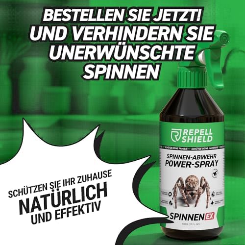 RepellShield® Spinnenspray 0.5L - Ultrakonzentriertes Insektenspray für Innen- & Außenanwendung - Effektiver Spinnenabwe