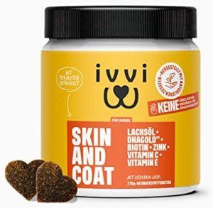ivvi Skin & Coat Omega 3 Hunde-Leckerlis – Juckreizlinderung & glänzendes Fell mit Biotin & Lachsöl, 60 Snacks (270g)